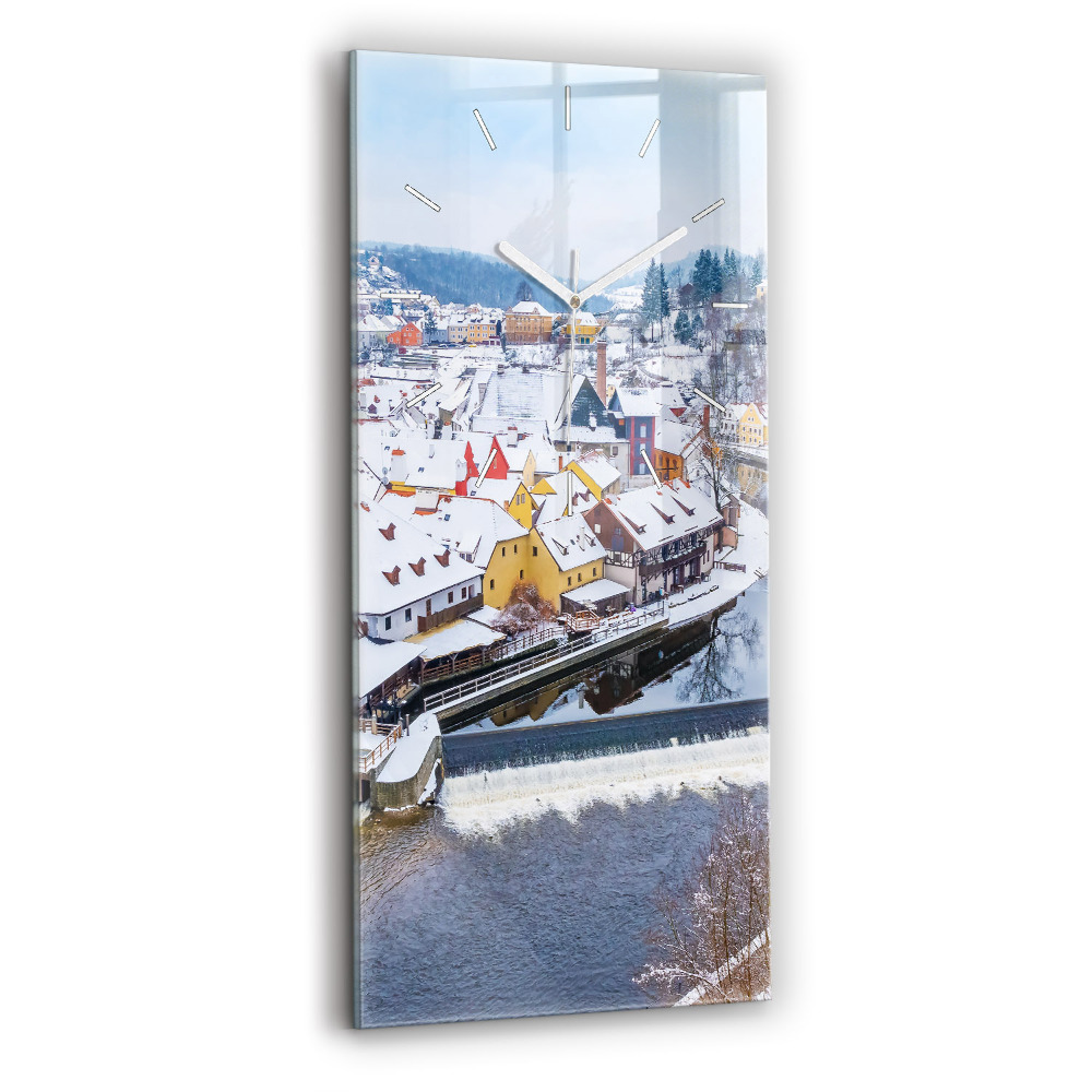 Négyszögletes üvegóra A város panorámája télen