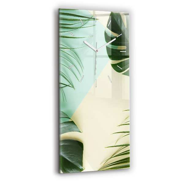 Négyszögletes üvegóra Monstera levelek