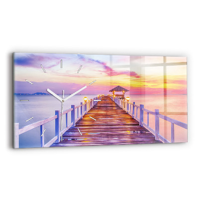 Vízszintes üvegóra Híd a kikötőben este