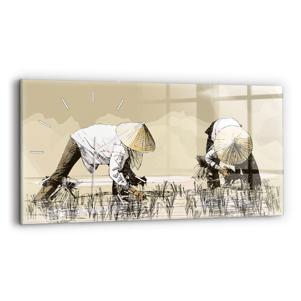 Üvegóra vízszintesen Rizst szedő nő