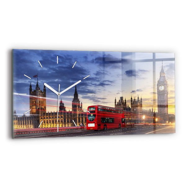 Vízszintes üvegóra Piros londoni busz