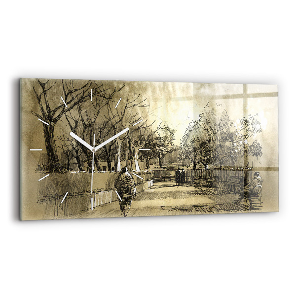 Vízszintes üvegóra Park és fák szepiában