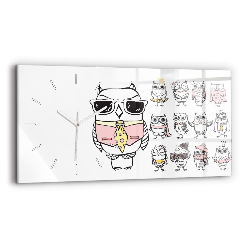 Vízszintes üvegóra Vintage poszter baglyokkal