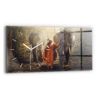 Vízszintes üvegóra Elefántokat vezető szerzetes