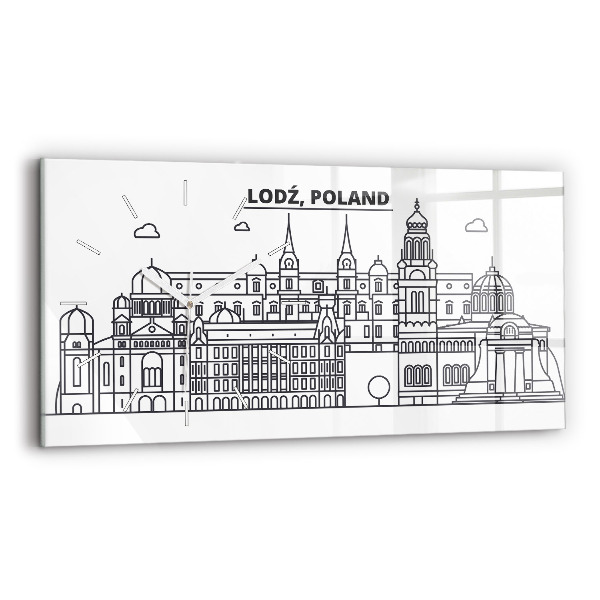 Vízszintes üvegóra Łódźi építészeti panoráma