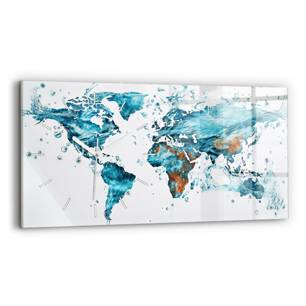 Vízszintes üvegóra Akvarell világtérkép