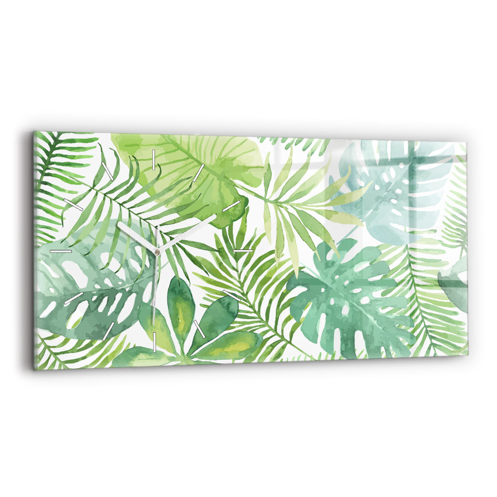 Vízszintes üvegóra Zöld levelek