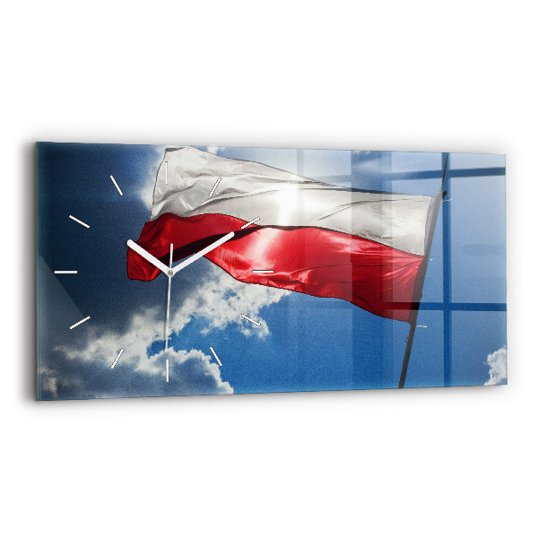 Vízszintes üvegóra Lengyel zászló az égen