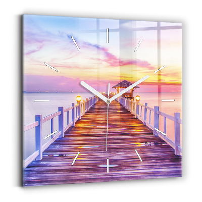 Szögletes üvegóra Híd a kikötőben este