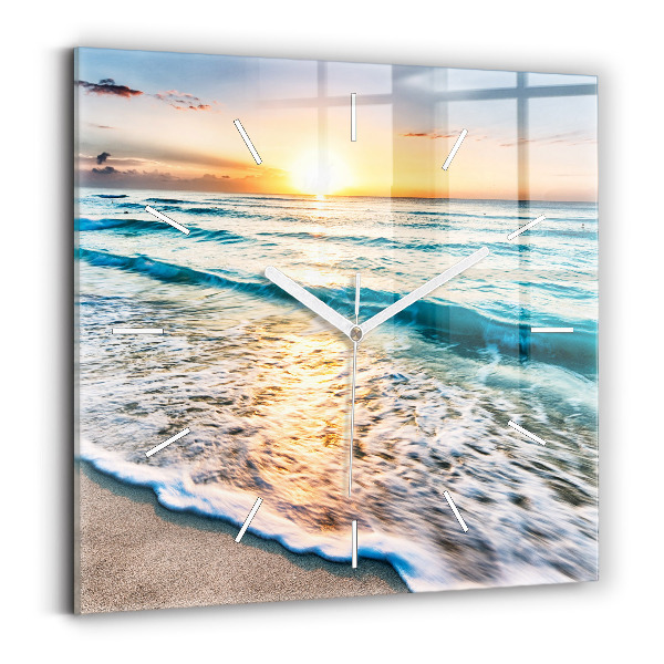 Szögletes üvegóra Strand, tenger és homok
