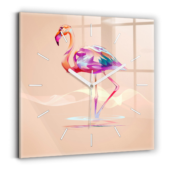 Szögletes fali üvegóra Illusztráció egy flamingóról