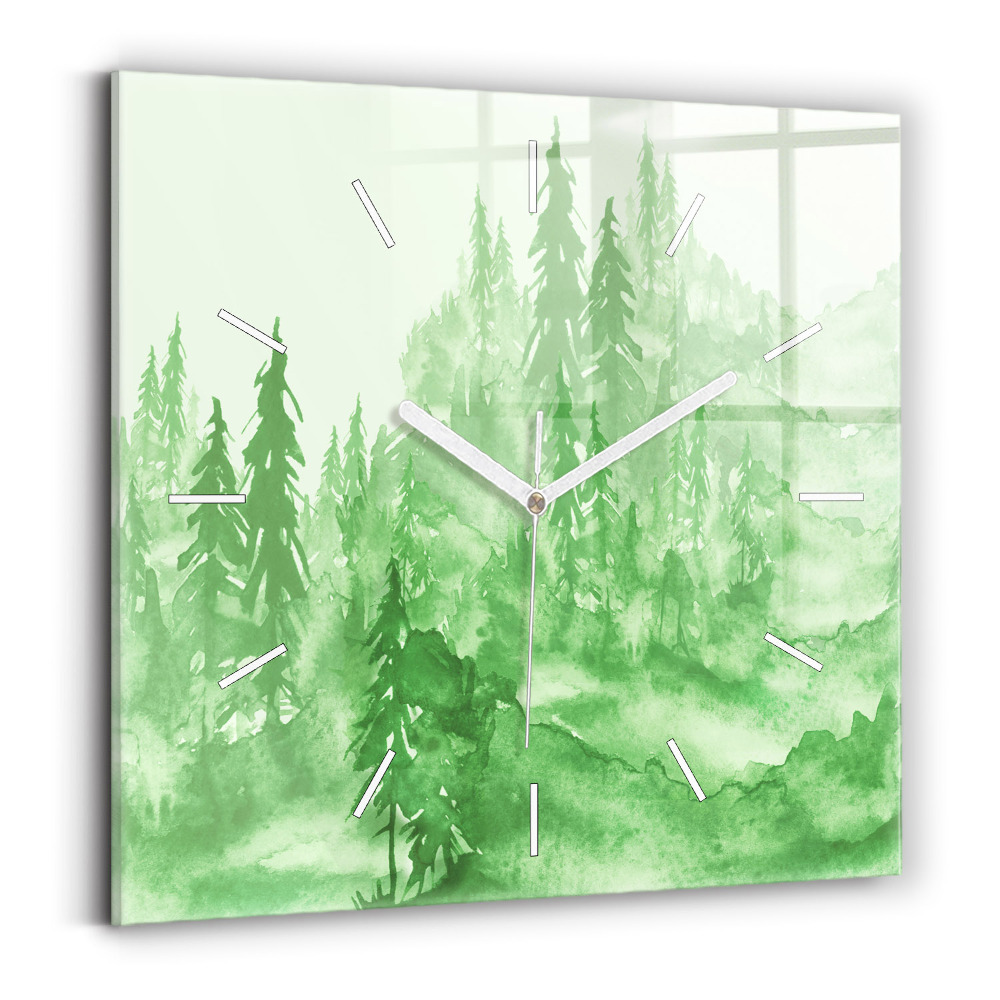 Szögletes fali üvegóra Festmény egy zöld erdőről