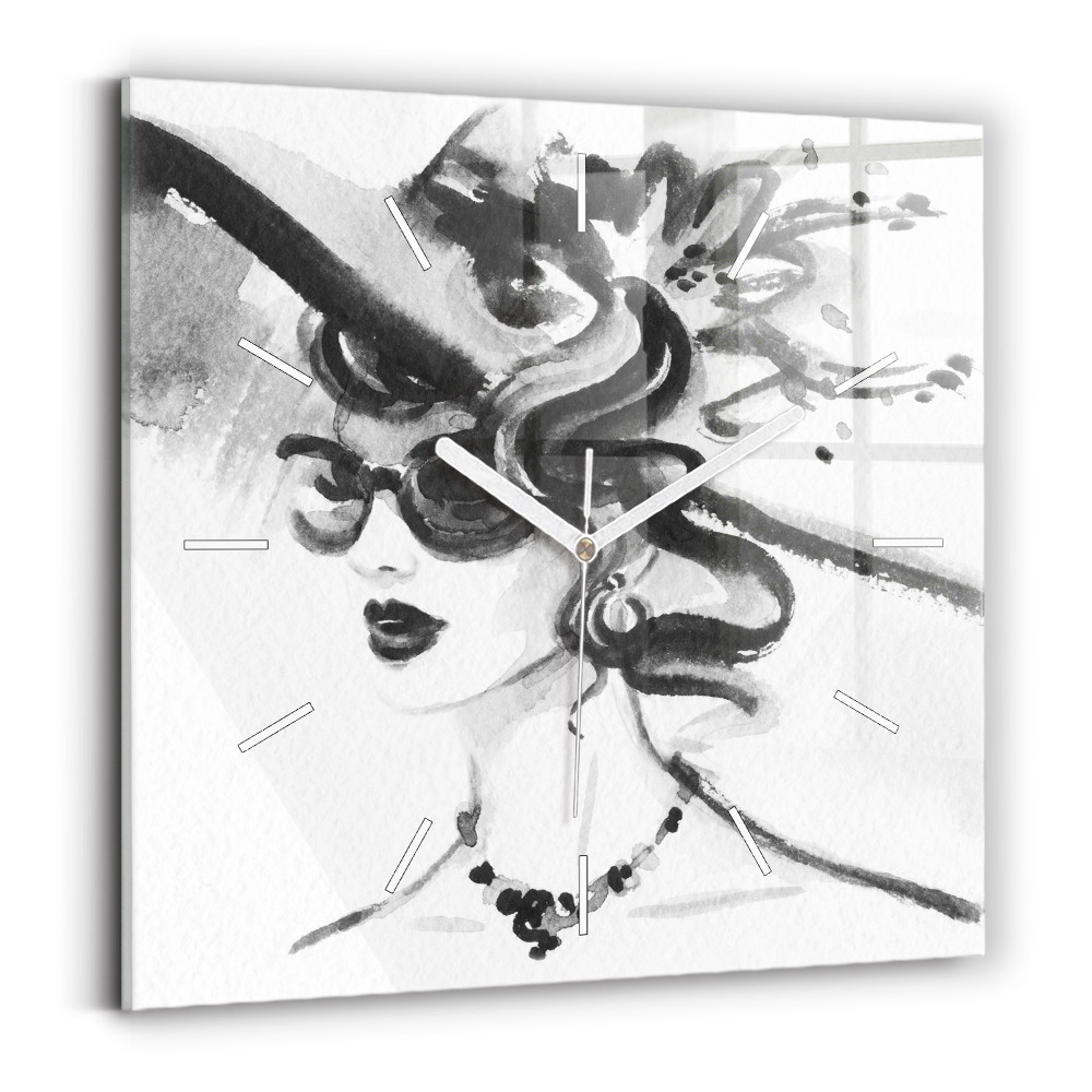 Szögletes fali üvegóra Divatos nő