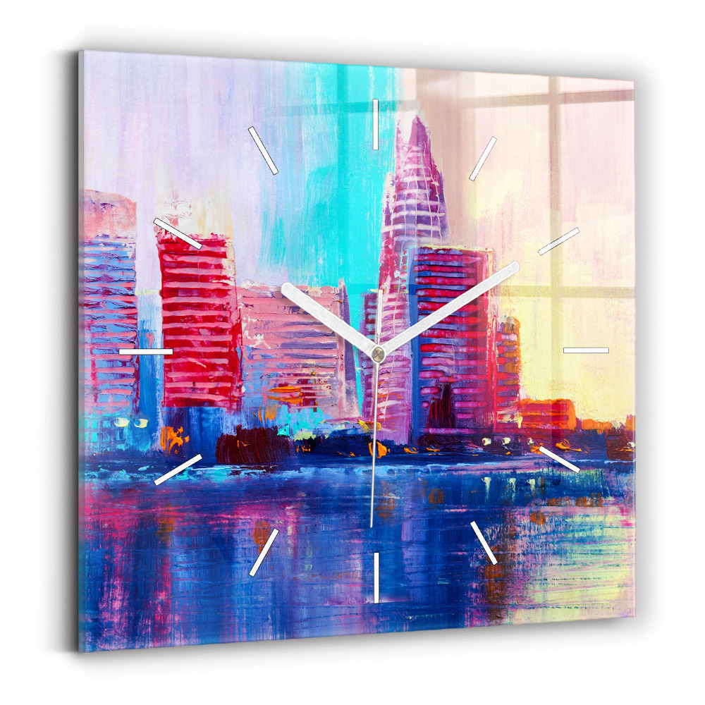 Szögletes fali üvegóra Felhőkarcolók absztraktja