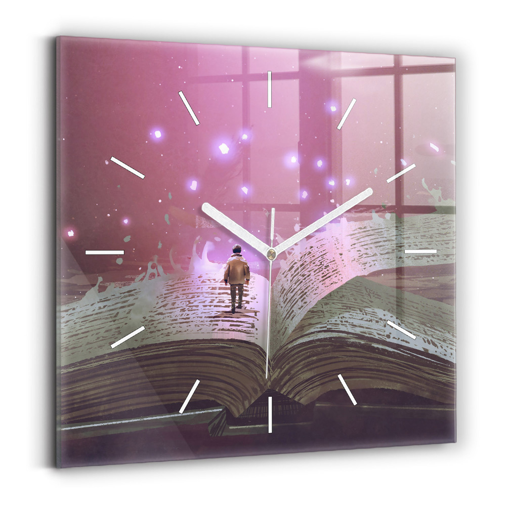 Szögletes fali üvegóra Könyv absztrakció