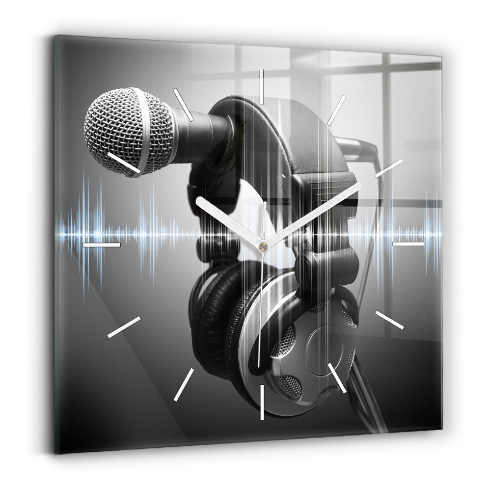 Szögletes üvegóra Mikrofon és fejhallgató