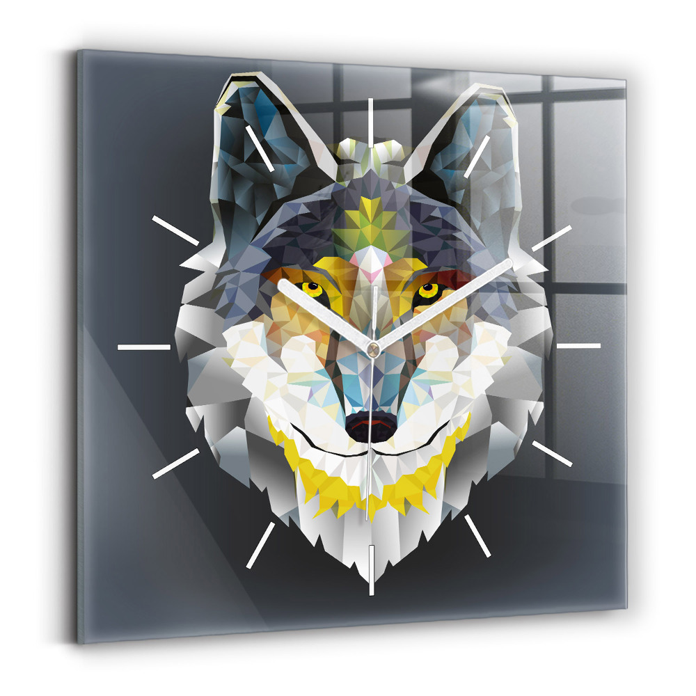Szögletes fali üvegóra Farkas fej