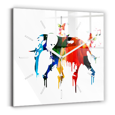 Szögletes üvegóra Színes festett elefánt