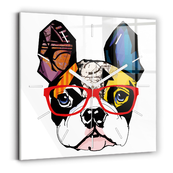 Szögletes üvegóra Francia bulldog szemüveggel