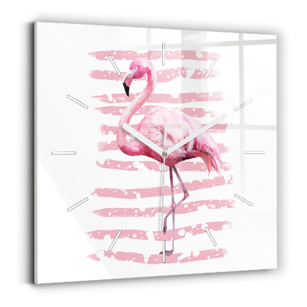 Szögletes fali üvegóra Flamingó grafika