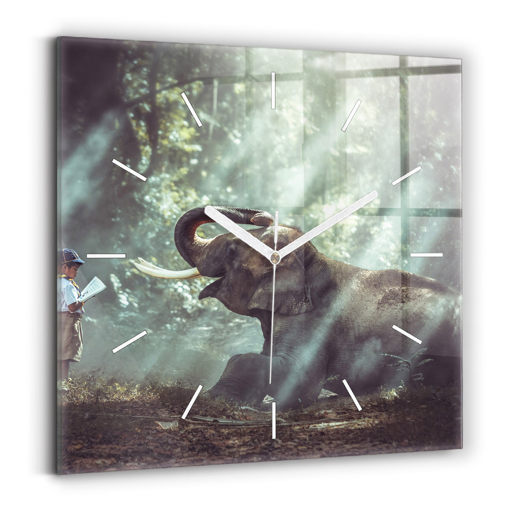 Szögletes fali üvegóra Könyvet olvasó fiú