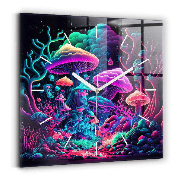 Szögletes fali üvegóra Neon gombák