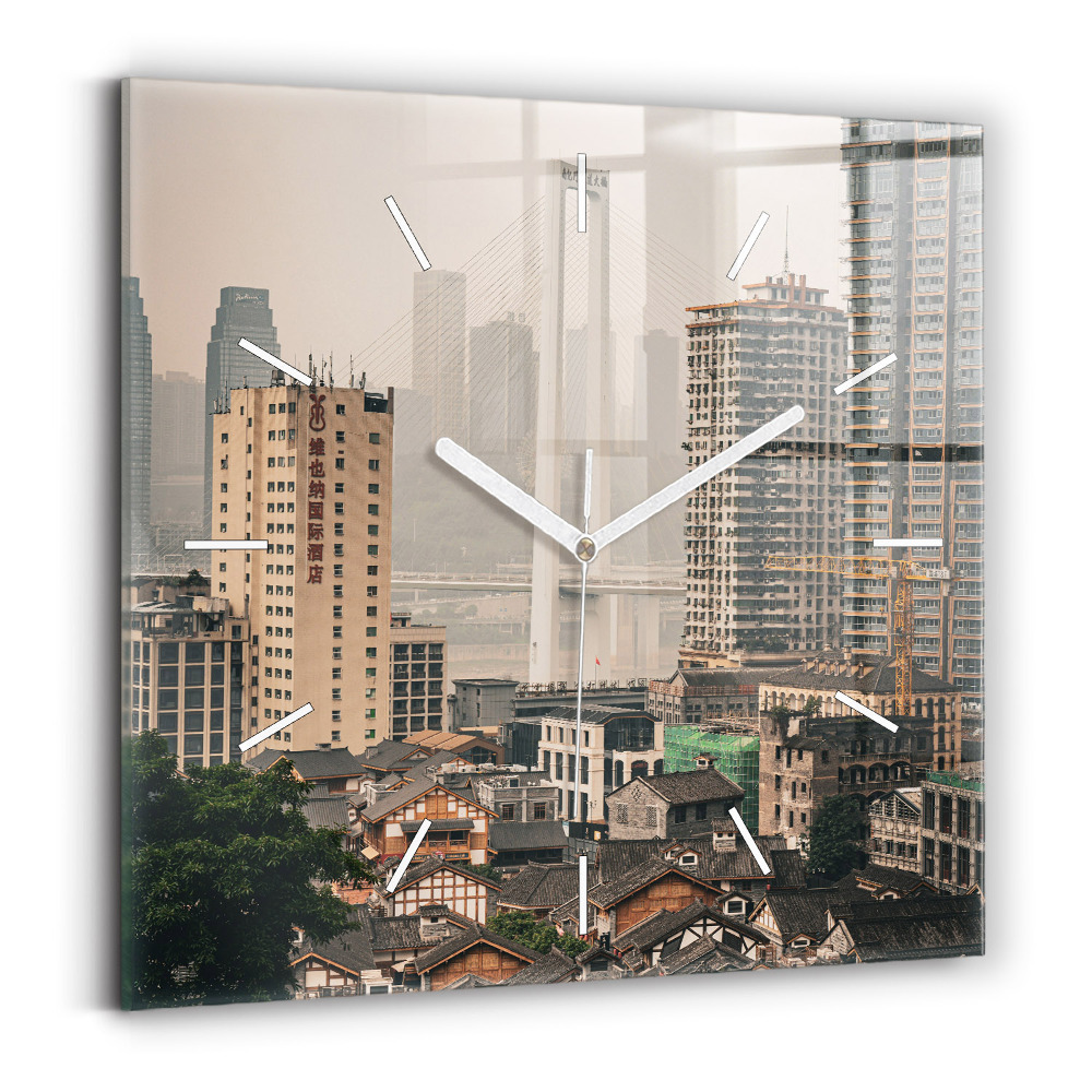 Szögletes üvegóra Csungking óvárosa