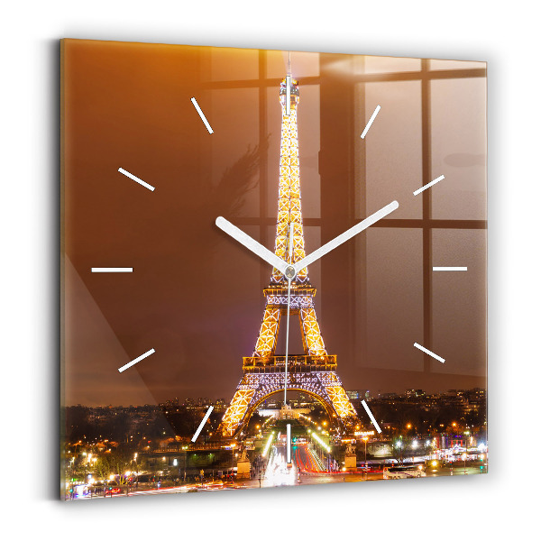 Szögletes üvegóra Kivilágított Eiffel-torony