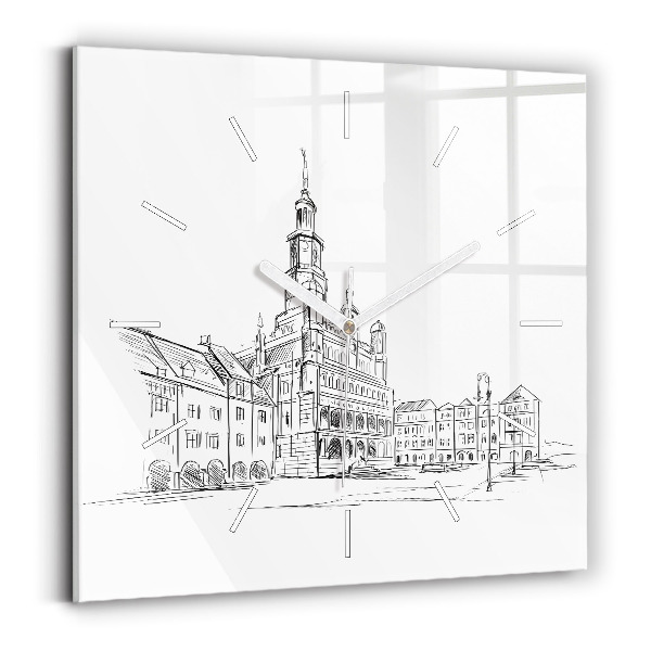 Szögletes üvegóra Poznań óvárosának vázlata
