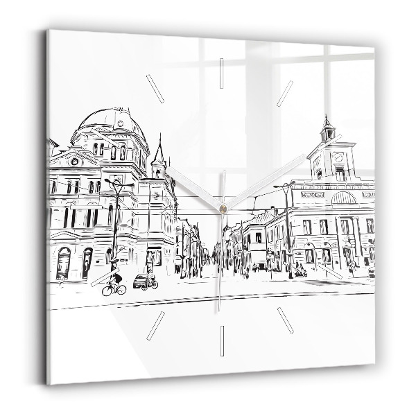 Szögletes fali üvegóra Poznan városának illusztrációja