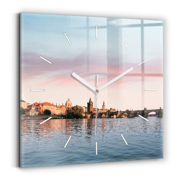 Szögletes fali üvegóra Károly-híd Prágában