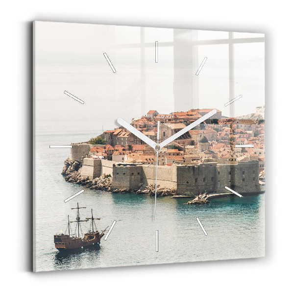 Szögletes fali üvegóra Vitorlás hajó Dubrovnikban