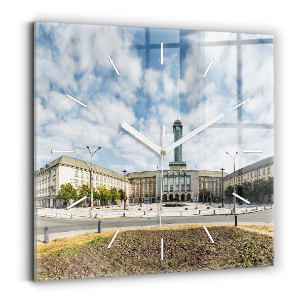 Szögletes fali üvegóra Ostrava panorámája
