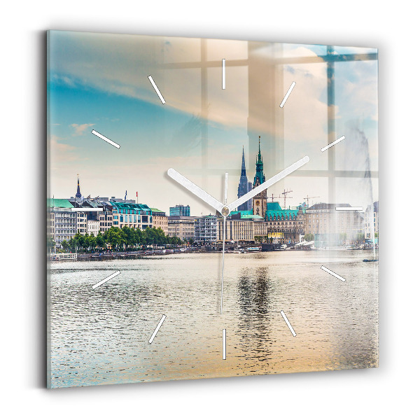 Szögletes üvegóra Binnenalster Hamburgban