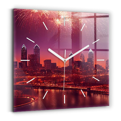 Szögletes üvegóra Éjszakai város Philadelphia