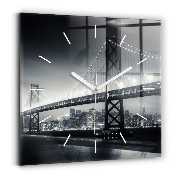 Szögletes fali üvegóra Híd éjszaka San Francisco