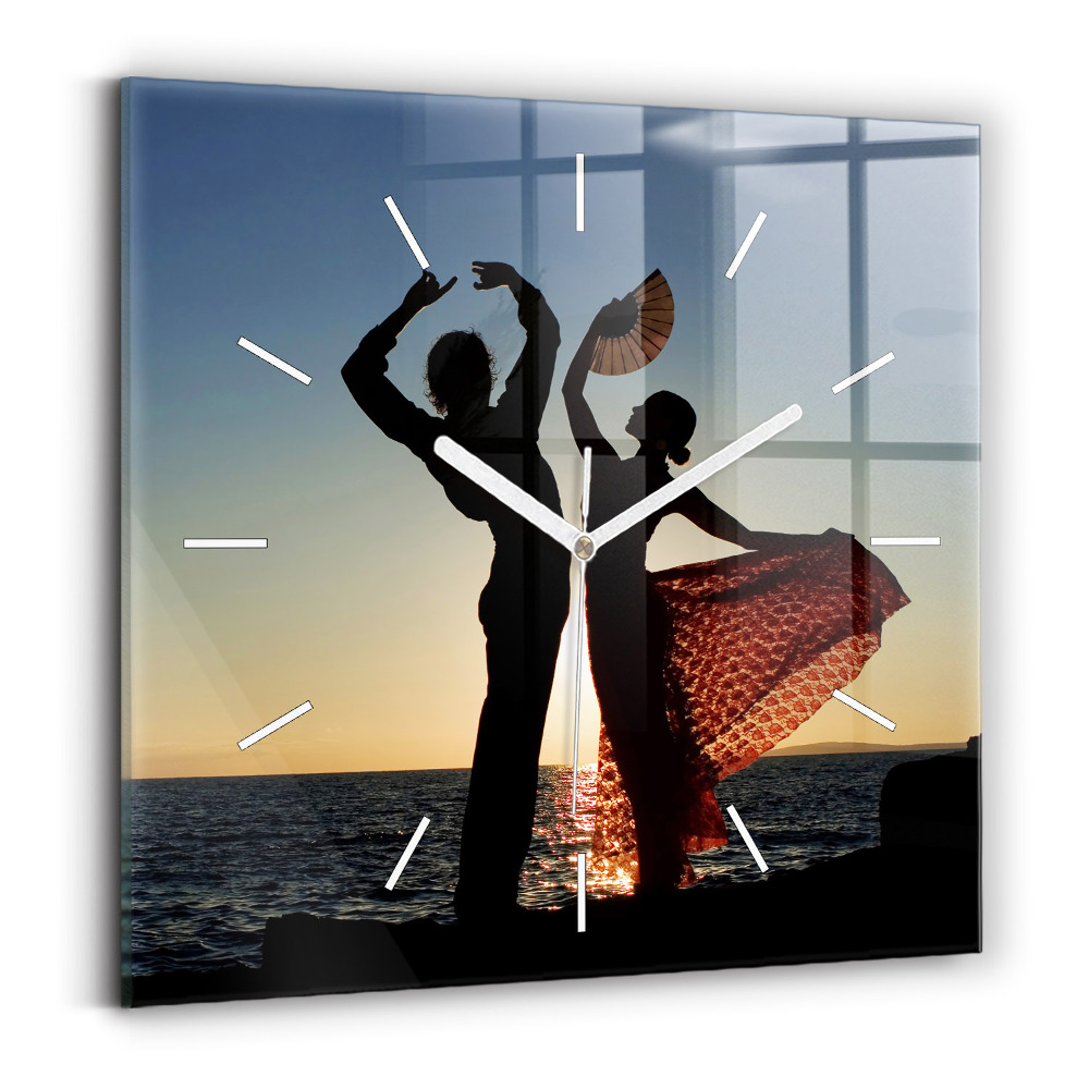 Szögletes fali üvegóra Spanyol tánc a tengeren