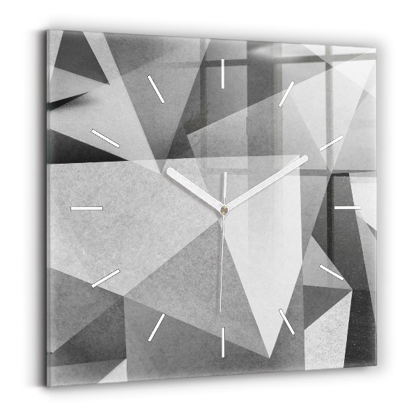 Szögletes fali üvegóra Szürke geometriai absztrakció