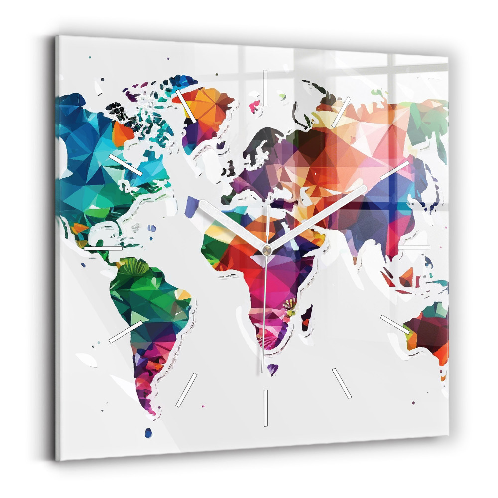 Szögletes üvegóra Világtérkép háromszögek