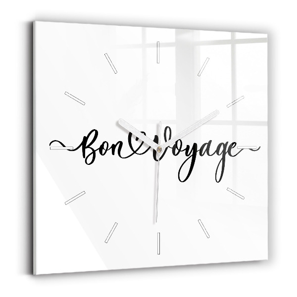 Szögletes fali üvegóra Bon voyage felirat
