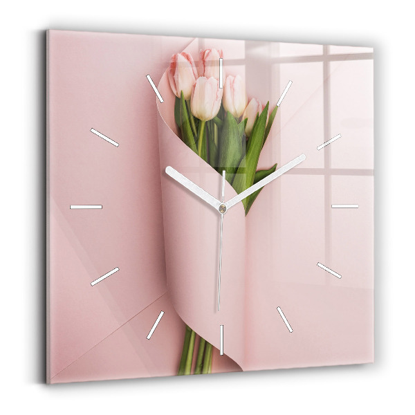 Szögletes üvegóra Tulipánvirág csokor
