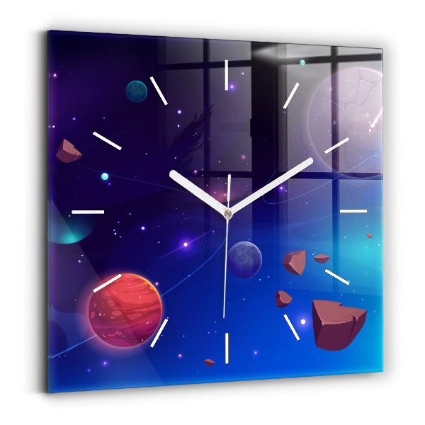 Szögletes fali üvegóra Bolygók galaxis