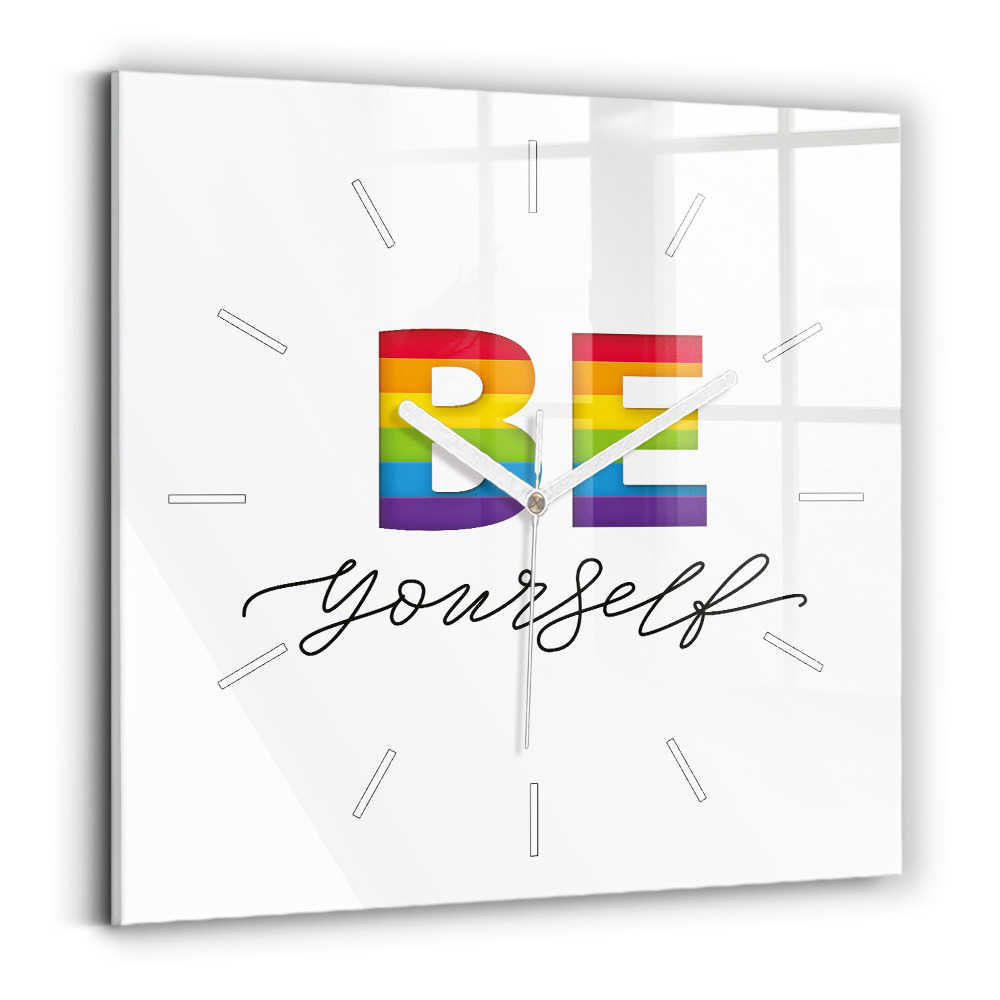 Szögletes fali üvegóra Légy önmagad felirat