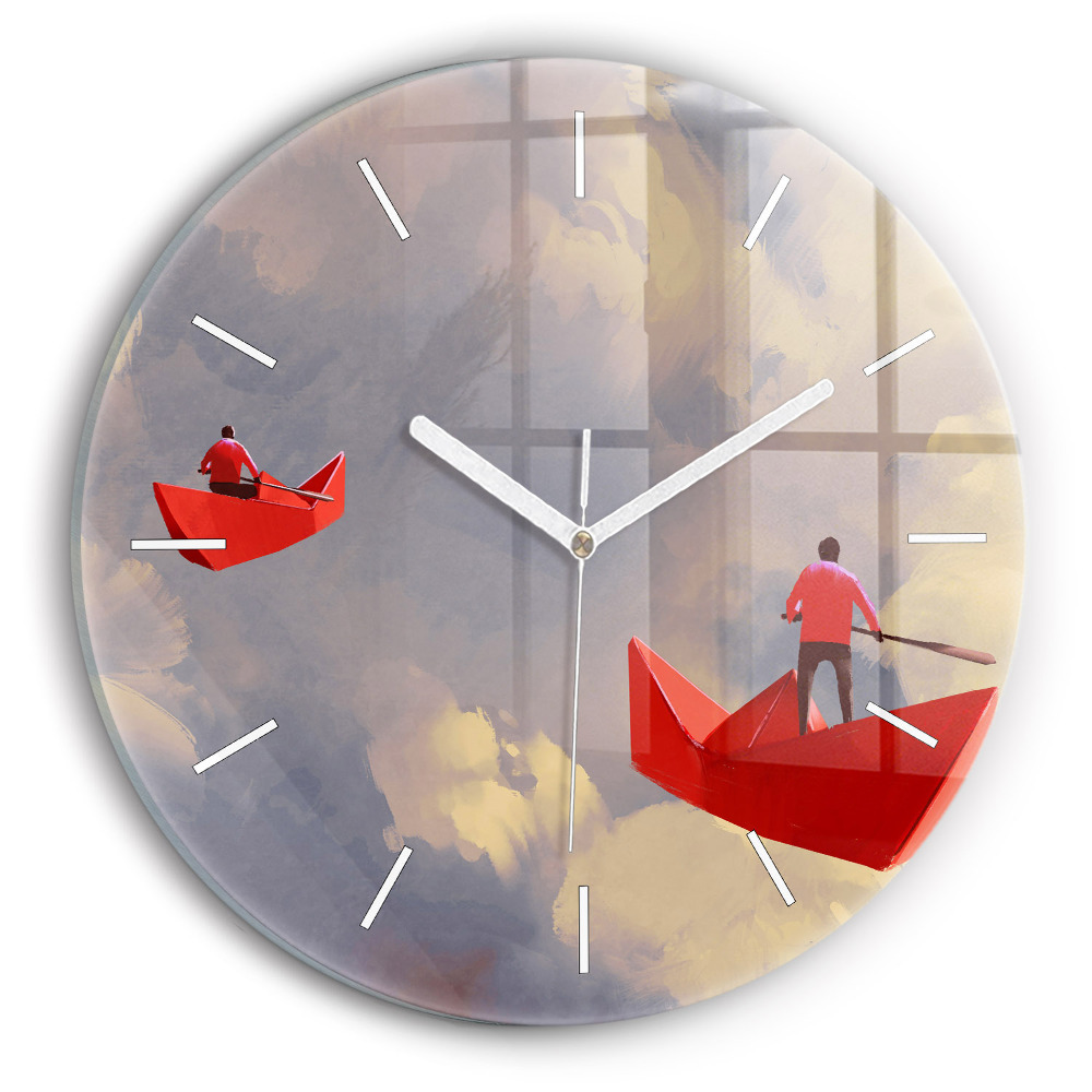 Kerek fali üvegóra Papír hajók