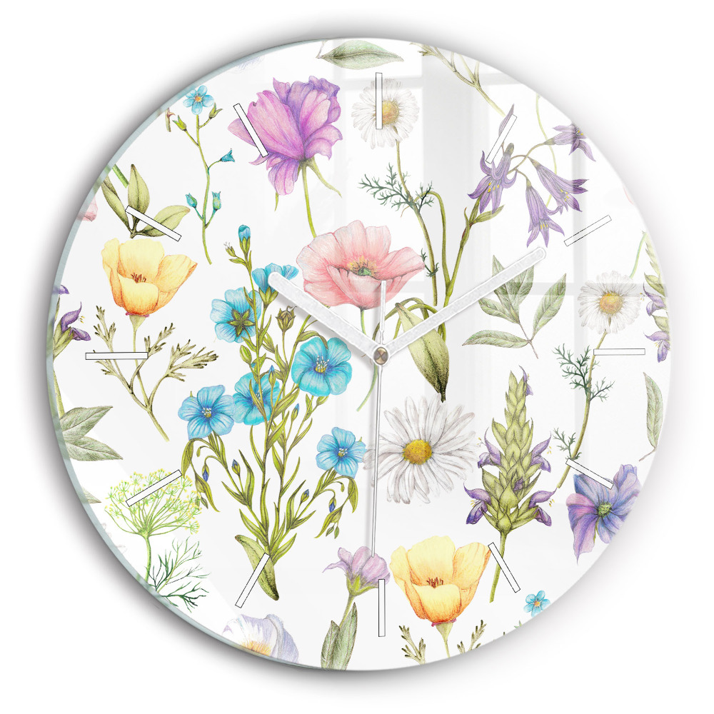 Kerek fali üvegóra Virágok kompozíciója