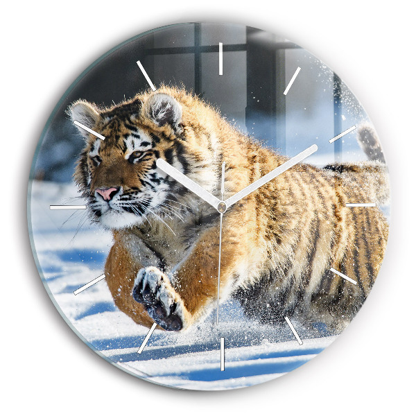 Kerek üvegóra Ugró tigris