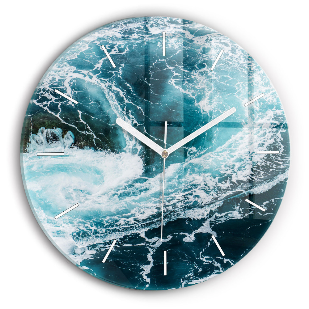 Kerek fali üvegóra Kavargó habzó hullámok