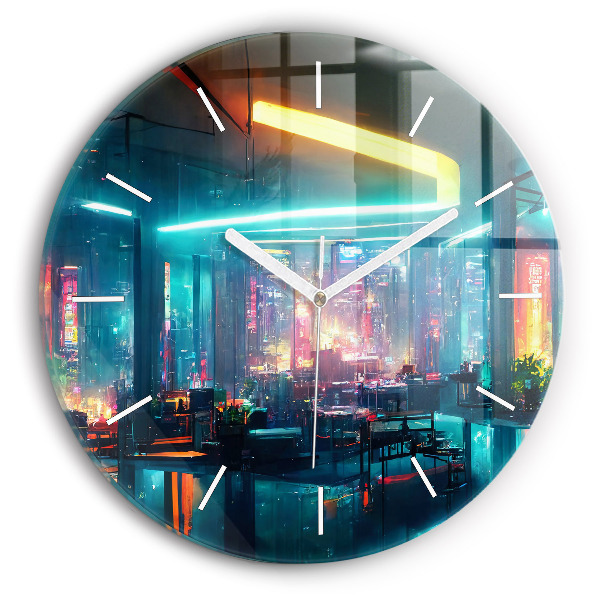 Kerek üvegóra Város cyberpunk stílusban