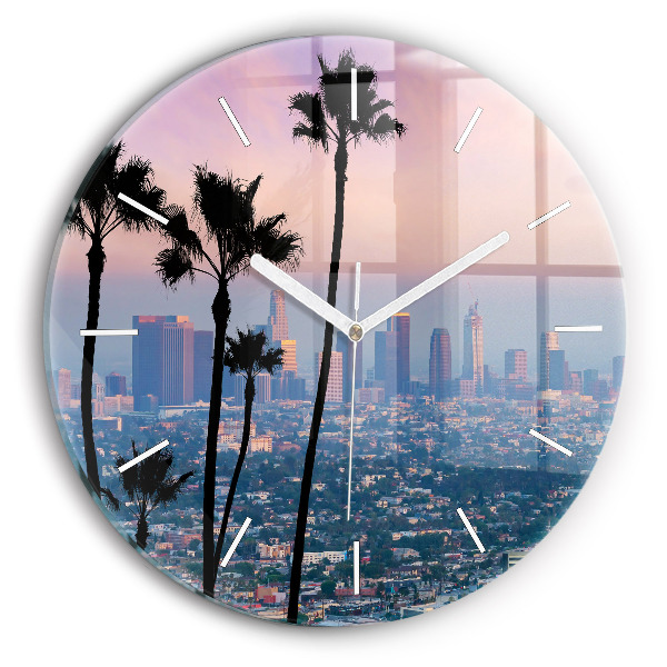 Kerek fali üvegóra Los Angeles-i naplemente