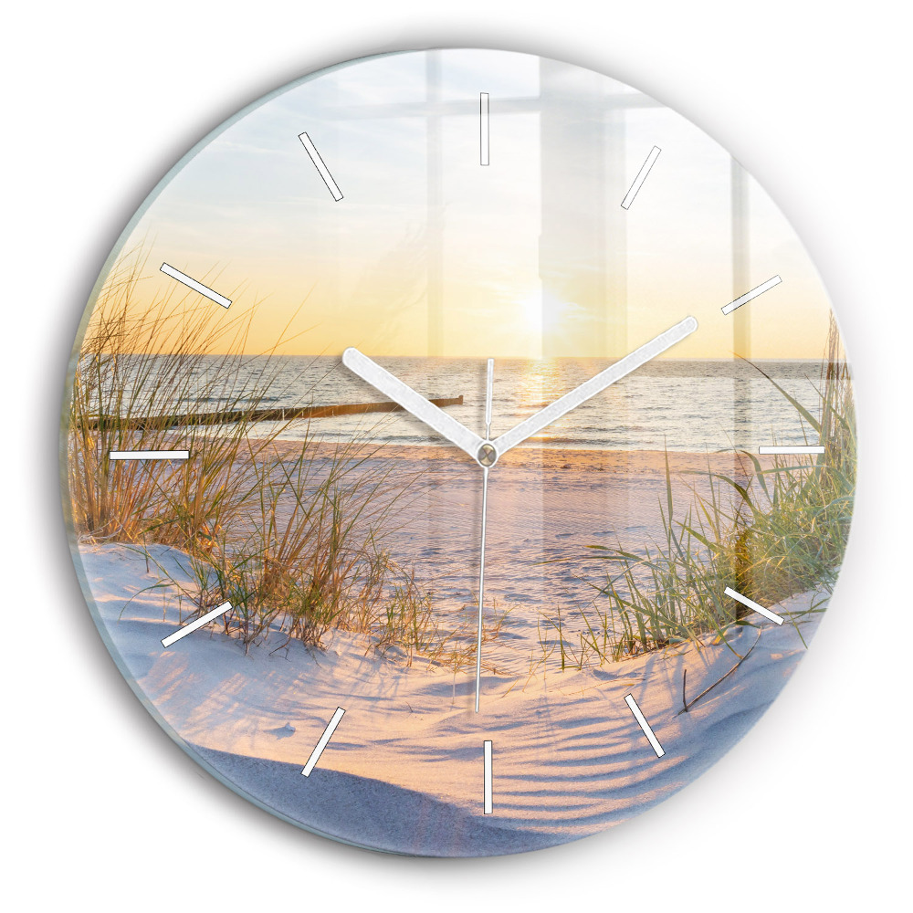 Kerek üvegóra Naplemente a tenger felett